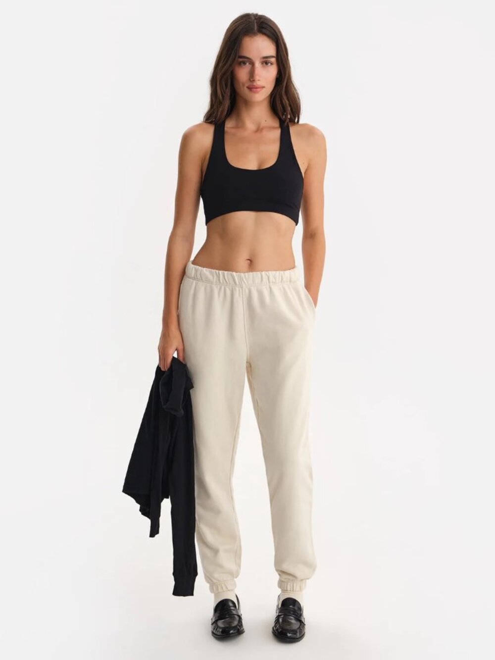 Mate The Label Organic Fleece Relaxed Pocket Sweatpant in Bone